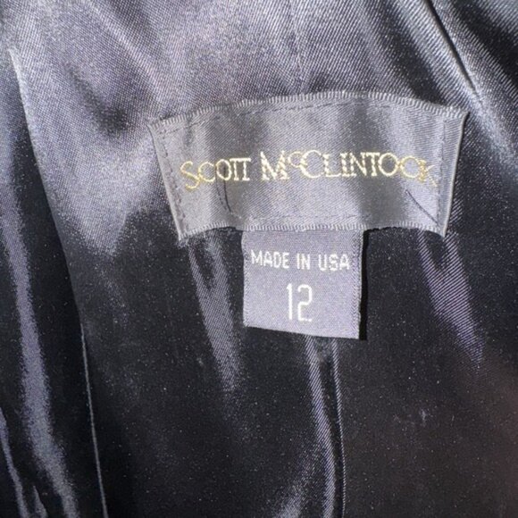 Vintage Scott McClintock Dress Women's 12 Black Velvet Tartan Plaid Holiday Maxi - Picture 10 of 13